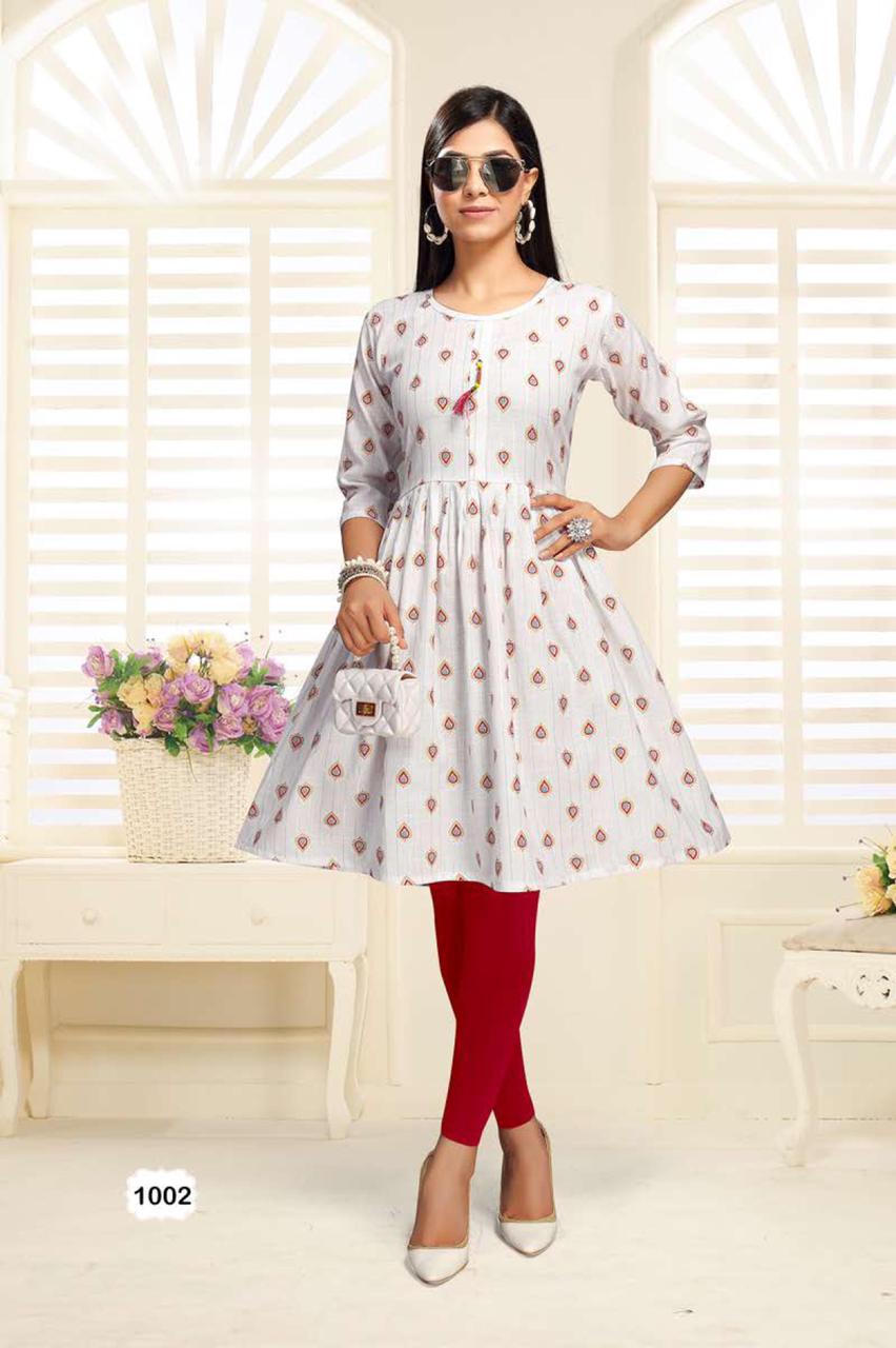 Beauty Queen Simran 2 Fancy Casual Wear Rayon Printed Anarkali Kurti Collection